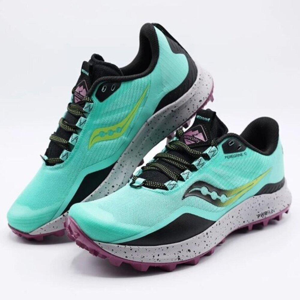 Saucony Peregrine 12 Trail Running Shoes Size 7.5 Cool Mint/Black S10737-26